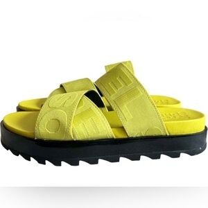 Sorel Black and Yellow Sport Slide Sandals